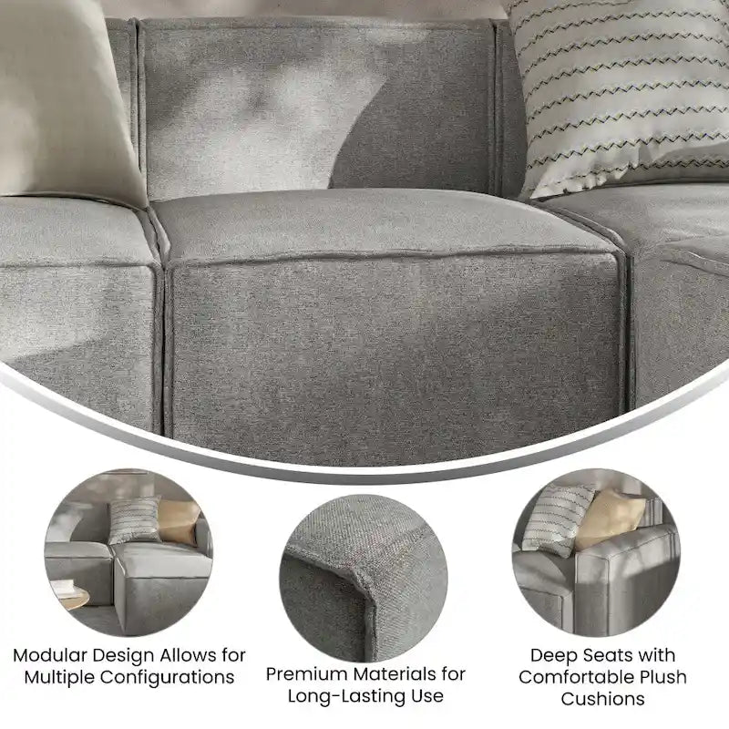 Fauteuil central sans accoudoirs pour canapé modulable contemporain - 36,75P x 28,25L x 28H