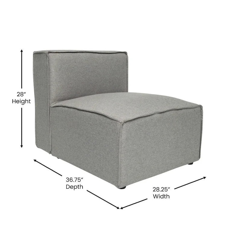 Fauteuil central sans accoudoirs pour canapé modulable contemporain - 36,75P x 28,25L x 28H