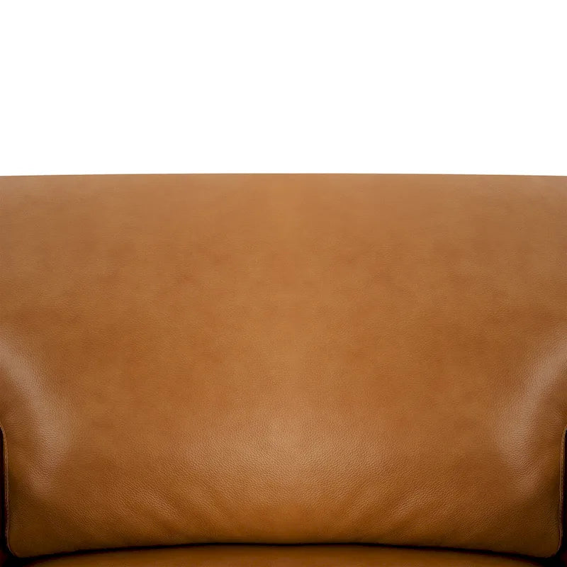 Fauteuil d'appoint en cuir véritable - Confort luxueux Garnissage coussin plumes d'oie Accoudoirs carrés Pieds blocs robustes