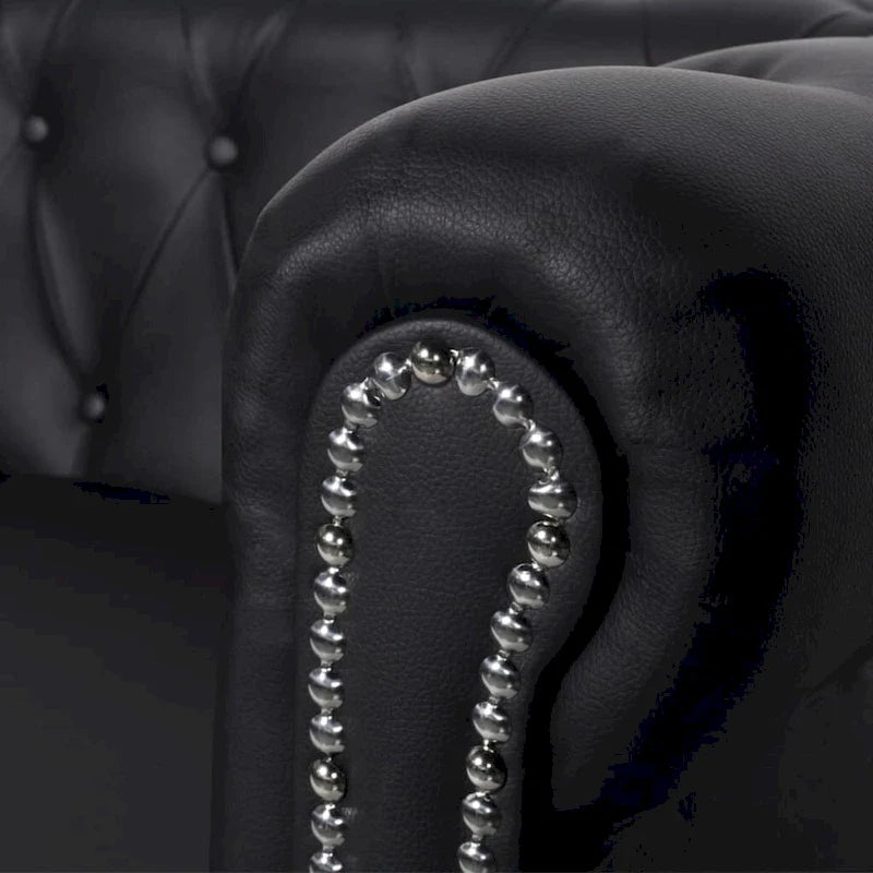 vidaXL Ensemble de canapés Chesterfield 2 et 3 places en similicuir noir