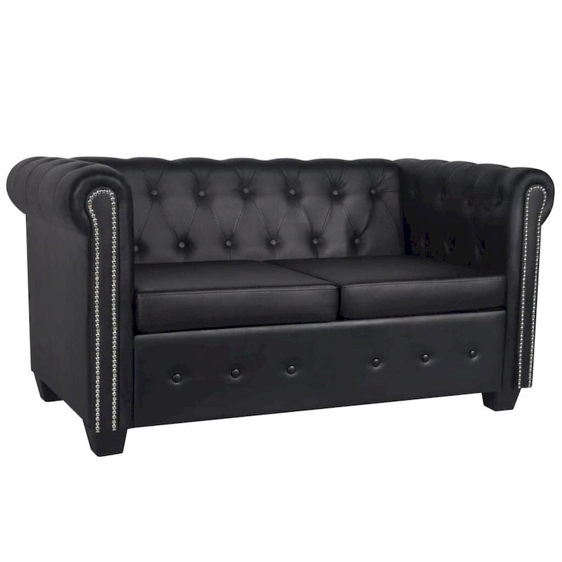 vidaXL Ensemble de canapés Chesterfield 2 et 3 places en similicuir noir