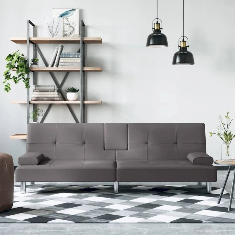 vidaXL Canapé-lit pliant avec porte-gobelets en similicuir - 78,7 x 35 x 27,6