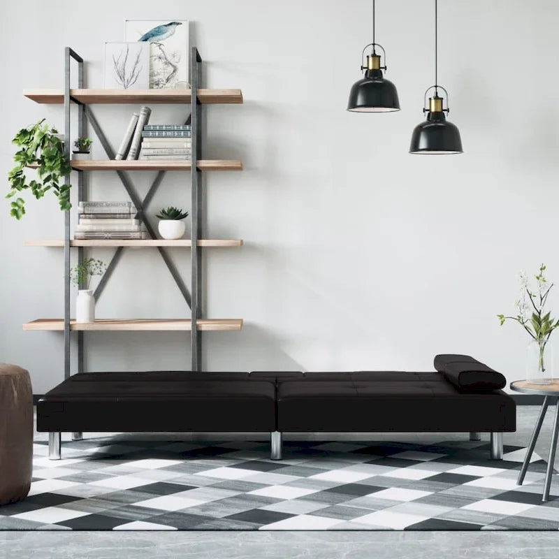 vidaXL Canapé-lit pliant avec porte-gobelets en similicuir - 78,7 x 35 x 27,6