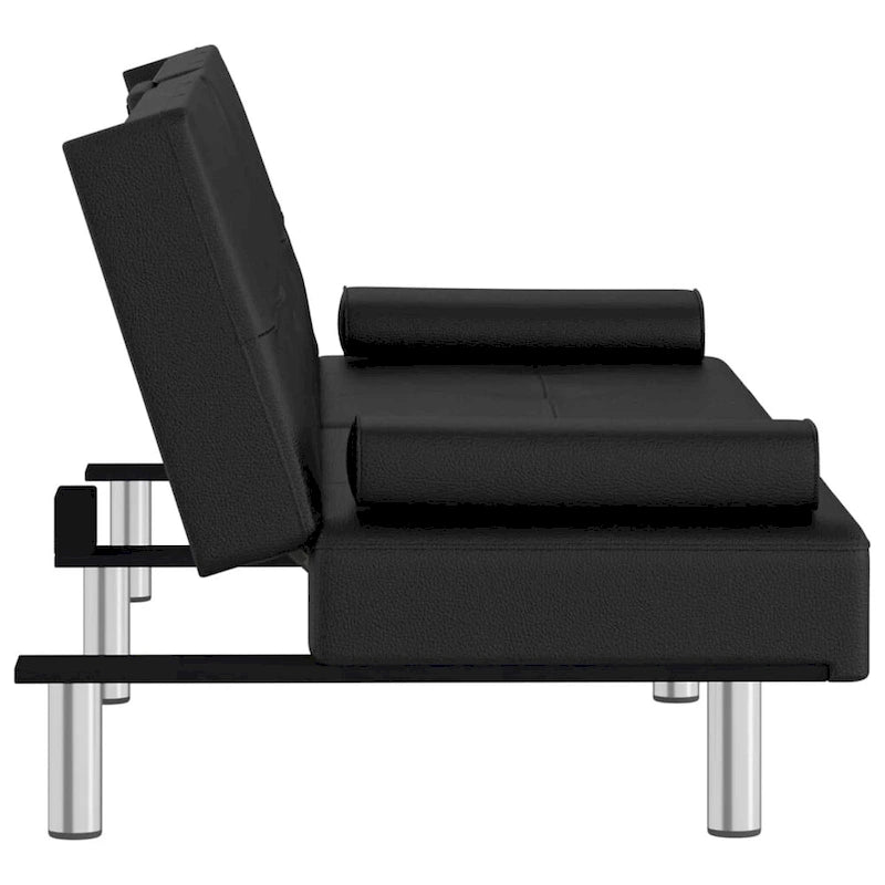 vidaXL Canapé-lit pliant avec porte-gobelets en similicuir - 78,7 x 35 x 27,6