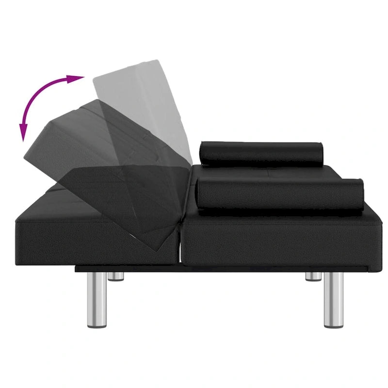 vidaXL Canapé-lit pliant avec porte-gobelets en similicuir - 78,7 x 35 x 27,6