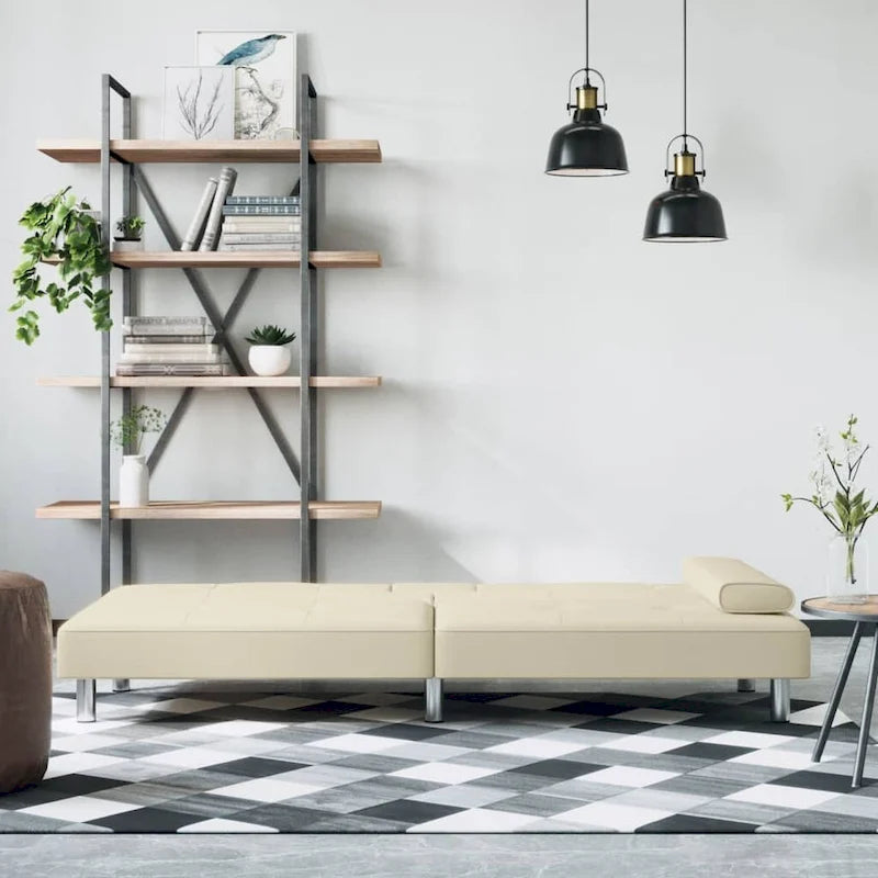 vidaXL Canapé-lit pliant avec porte-gobelets en similicuir - 78,7 x 35 x 27,6