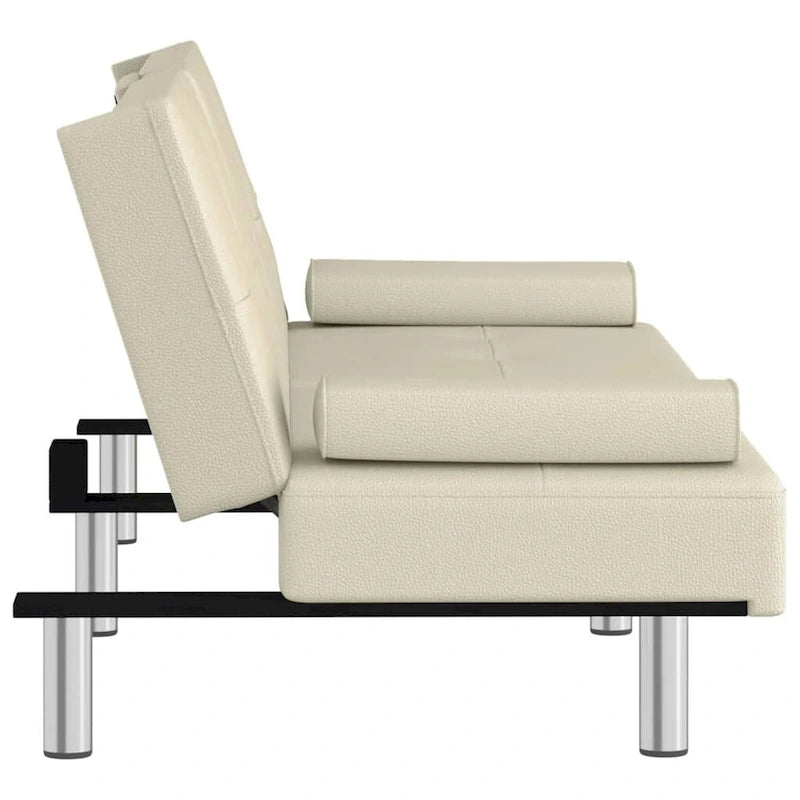 vidaXL Canapé-lit pliant avec porte-gobelets en similicuir - 78,7 x 35 x 27,6