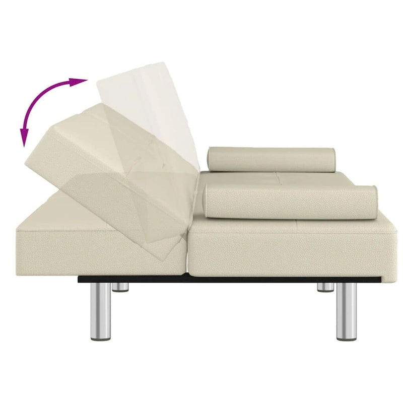 vidaXL Canapé-lit pliant avec porte-gobelets en similicuir - 78,7 x 35 x 27,6