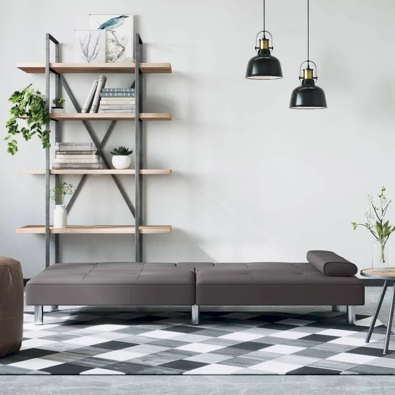 vidaXL Canapé-lit pliant avec porte-gobelets en similicuir - 78,7 x 35 x 27,6