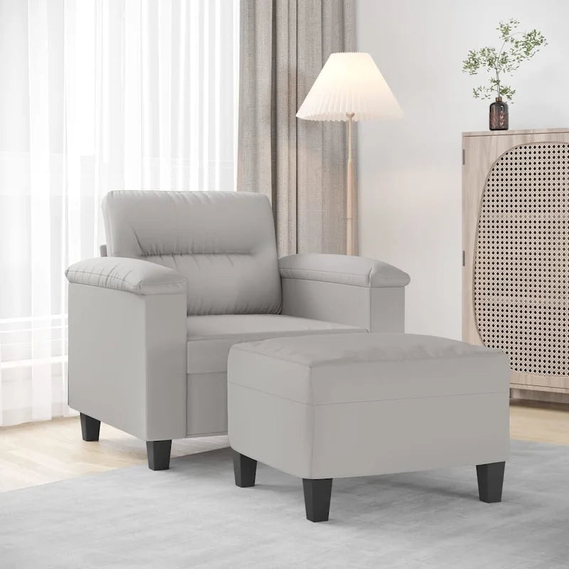 vidaXL Canapé Moderne Fauteuil d'appoint rembourré avec repose-pieds Tissu microfibre