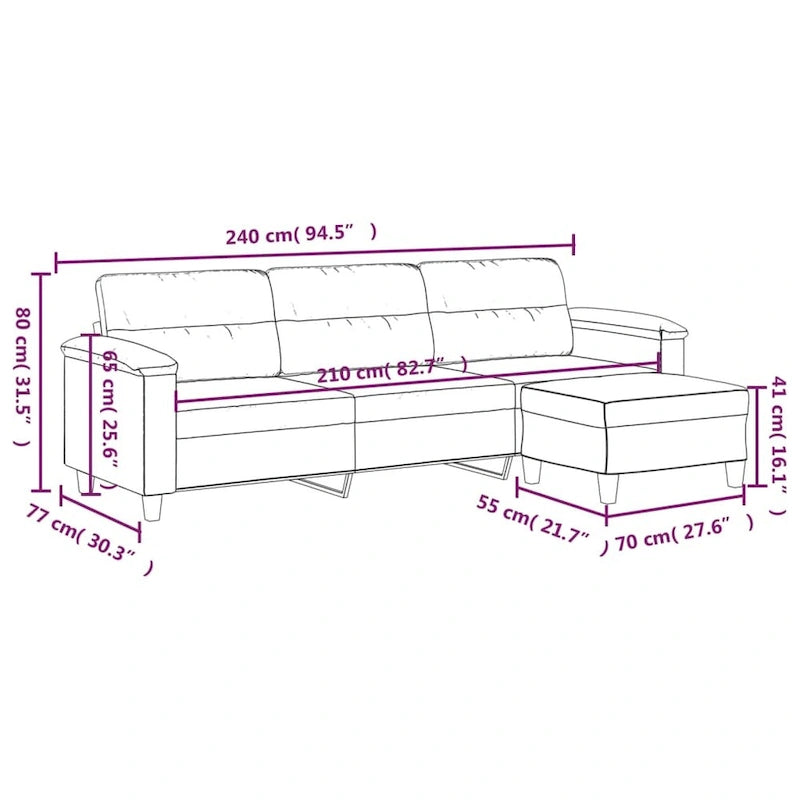 vidaXL Canapé Moderne Fauteuil d'appoint rembourré avec repose-pieds Tissu microfibre