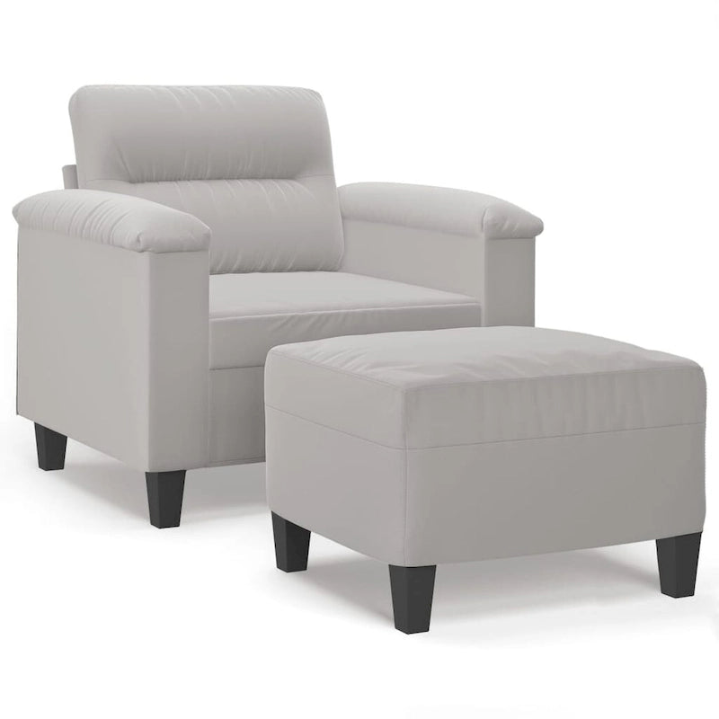 vidaXL Canapé Moderne Fauteuil d'appoint rembourré avec repose-pieds Tissu microfibre