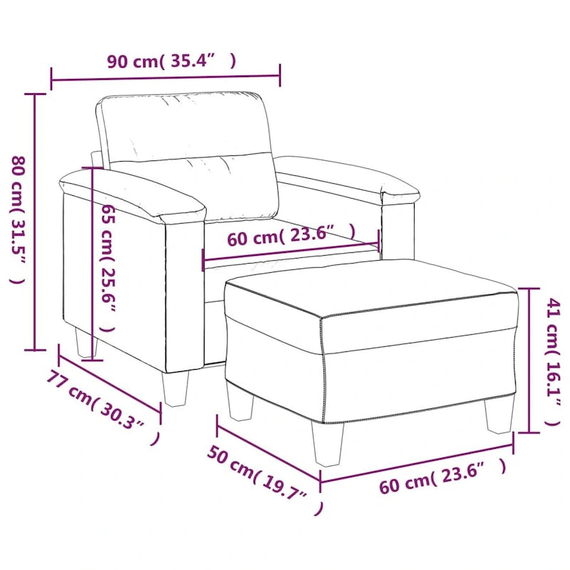 vidaXL Canapé Moderne Fauteuil d'appoint rembourré avec repose-pieds Tissu microfibre