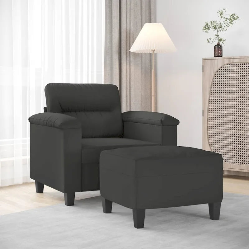 vidaXL Canapé Moderne Fauteuil d'appoint rembourré avec repose-pieds Tissu microfibre