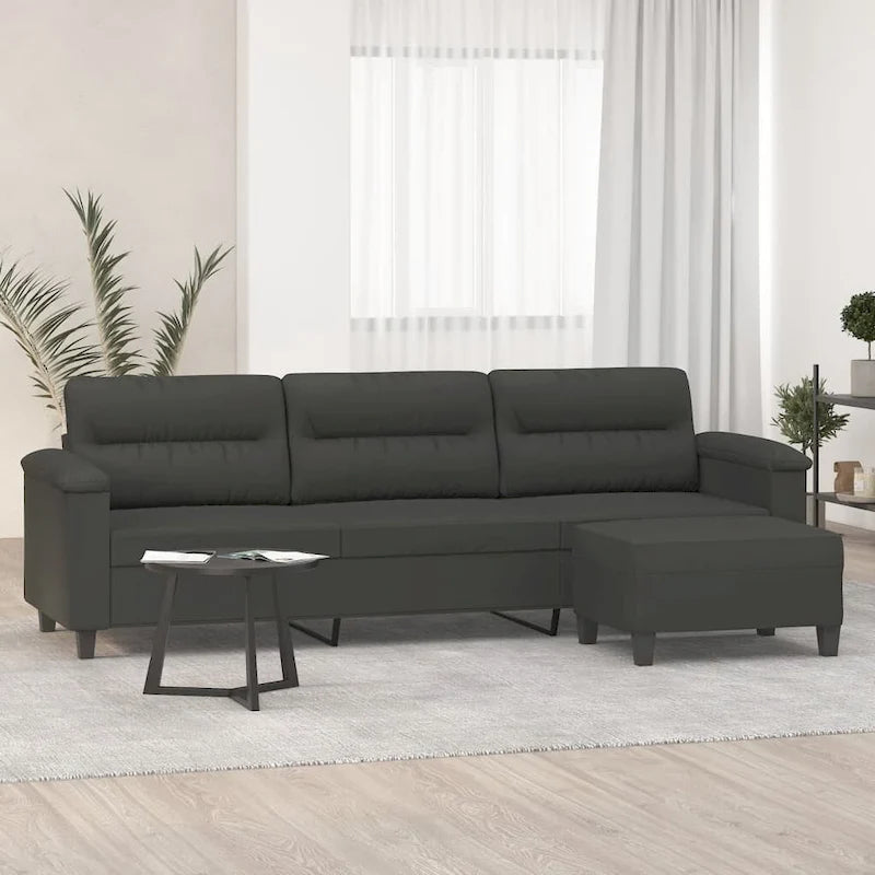 vidaXL Canapé Moderne Fauteuil d'appoint rembourré avec repose-pieds Tissu microfibre