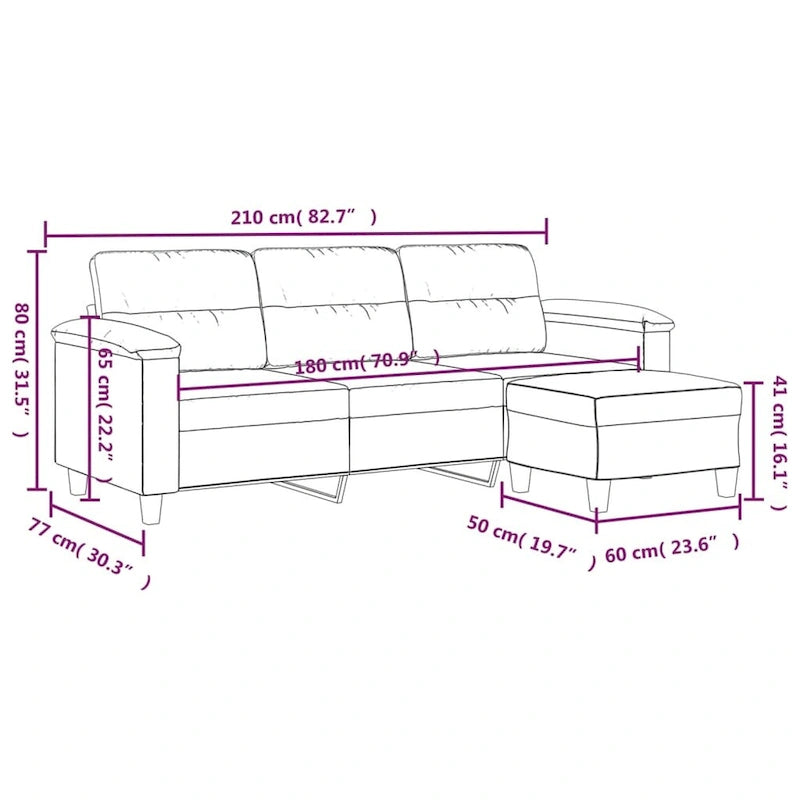 vidaXL Canapé Moderne Fauteuil d'appoint rembourré avec repose-pieds Tissu microfibre