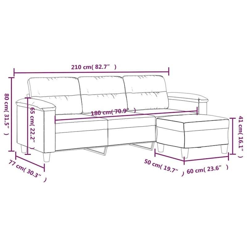 vidaXL Canapé Moderne Fauteuil d'appoint rembourré avec repose-pieds Tissu microfibre