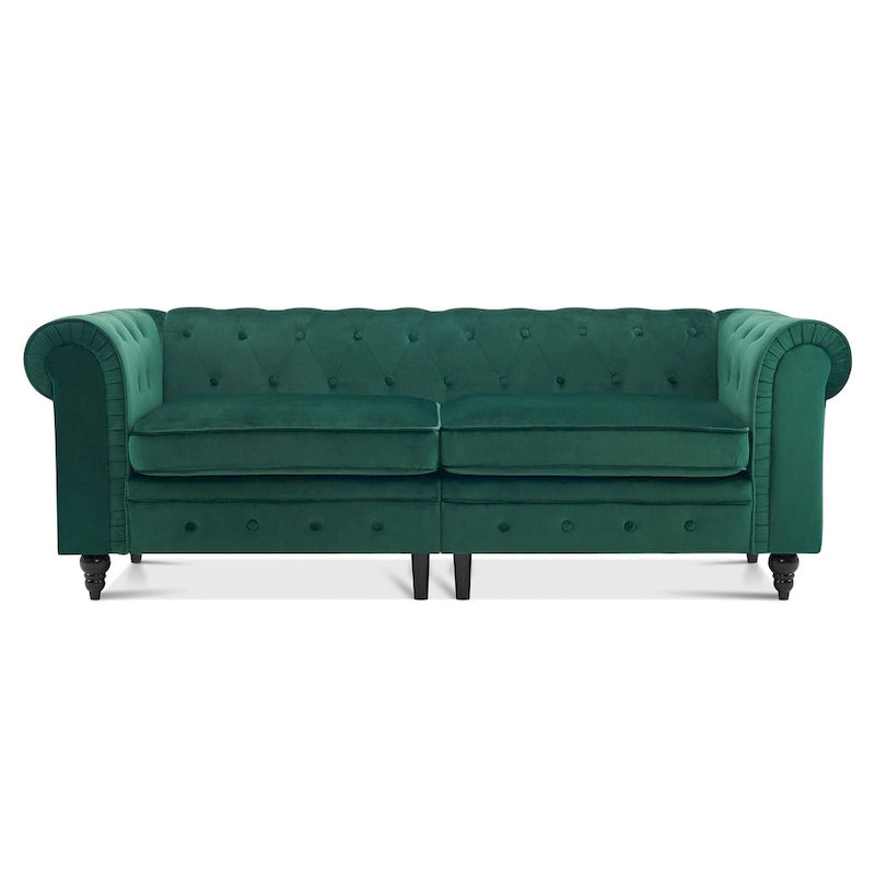Canapé de bureau compact Ivinta, canapé Chesterfield capitonné en velours, canapé vintage de style Mid-Century
