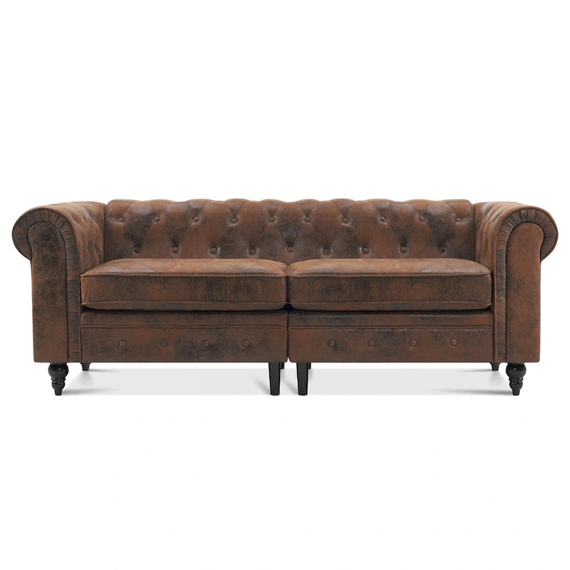 Canapé de bureau compact Ivinta, canapé Chesterfield capitonné en velours, canapé vintage de style Mid-Century