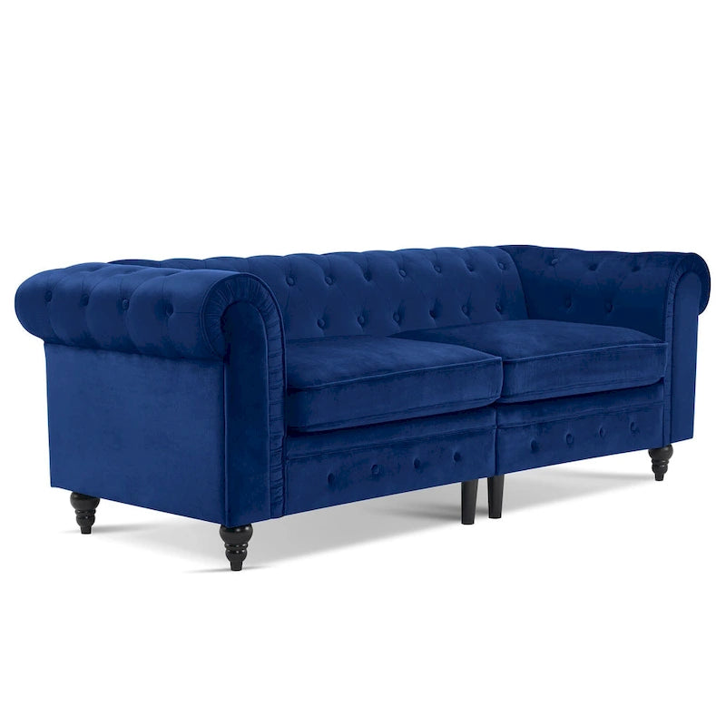 Canapé de bureau compact Ivinta, canapé Chesterfield capitonné en velours, canapé vintage de style Mid-Century