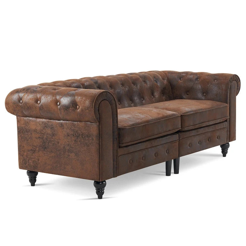 Canapé de bureau compact Ivinta, canapé Chesterfield capitonné en velours, canapé vintage de style Mid-Century