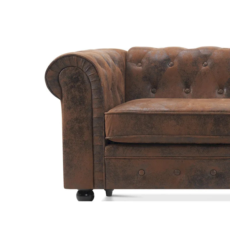 Canapé de bureau compact Ivinta, canapé Chesterfield capitonné en velours, canapé vintage de style Mid-Century