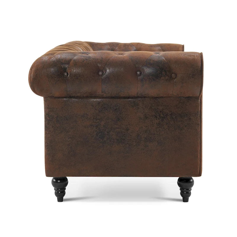 Canapé de bureau compact Ivinta, canapé Chesterfield capitonné en velours, canapé vintage de style Mid-Century