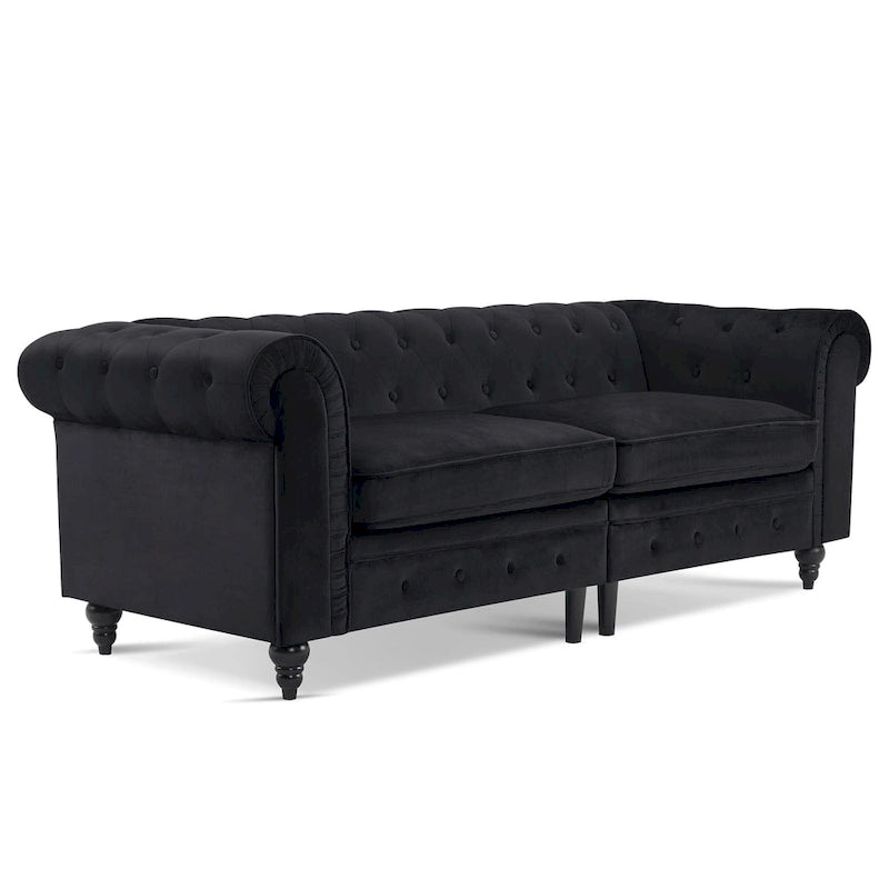 Canapé de bureau compact Ivinta, canapé Chesterfield capitonné en velours, canapé vintage de style Mid-Century