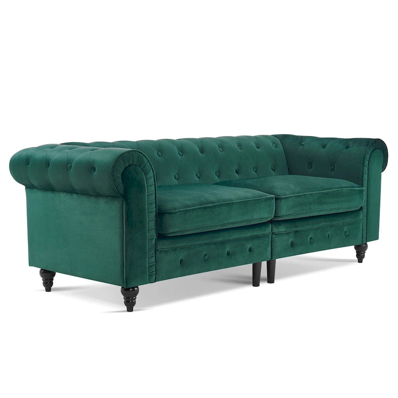Canapé de bureau compact Ivinta, canapé Chesterfield capitonné en velours, canapé vintage de style Mid-Century