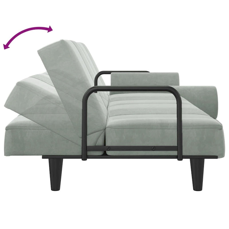 vidaXL Canapé-lit avec accoudoirs Canapé inclinable Causeuse Pliante Lit de repos Velours - 205 x 89 x 70 cm