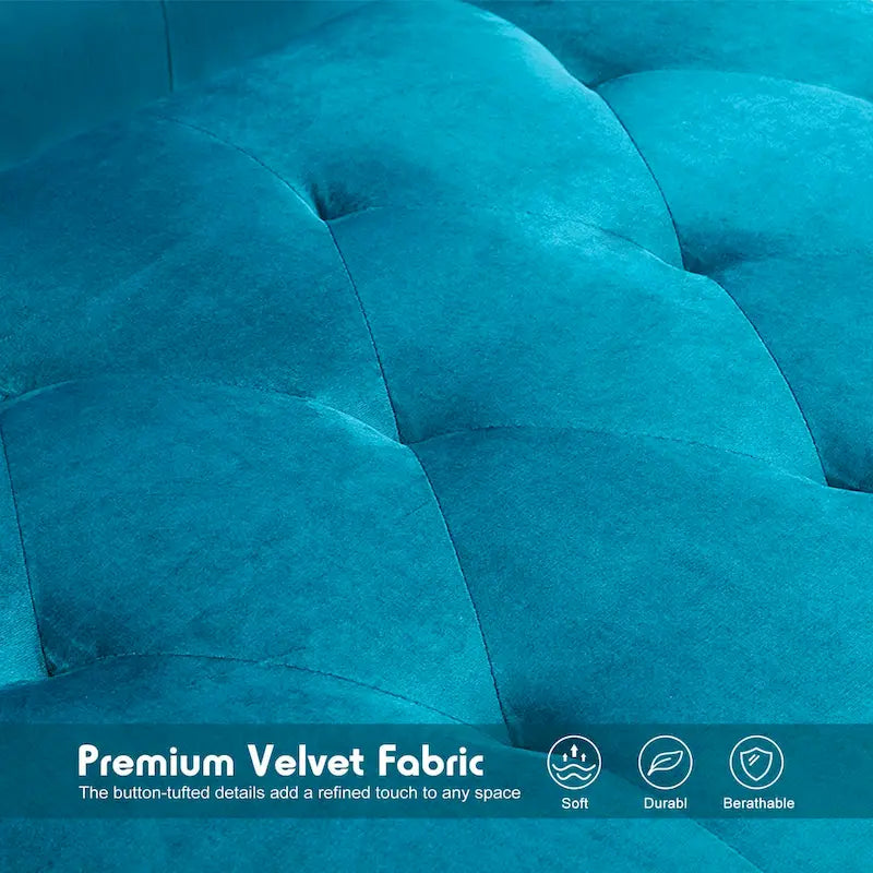 Canapé convertible en velours, canapé sectionnel avec pouf, canapé-lit futon du milieu du siècle - 32P x 100,7L x 29,9H