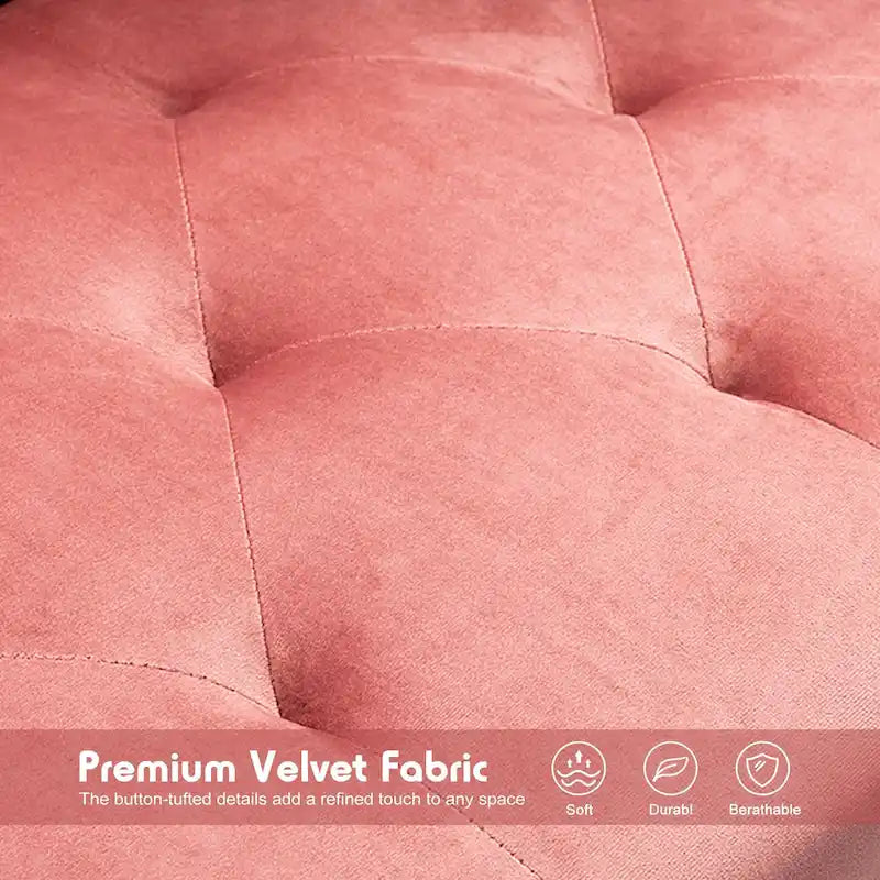 Canapé convertible en velours, canapé sectionnel avec pouf, canapé-lit futon du milieu du siècle - 32P x 100,7L x 29,9H