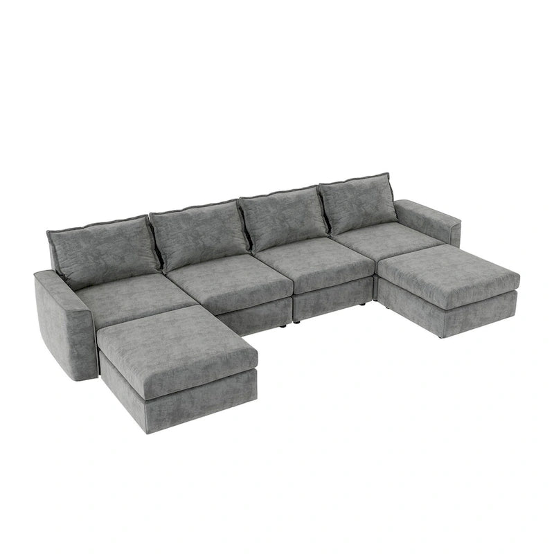 Canapé modulable en chenille Nestfair, en forme de U, réversible, combinaison libre, 6 places, convertible avec pouf