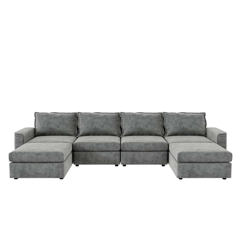 Canapé modulable en chenille Nestfair, en forme de U, réversible, combinaison libre, 6 places, convertible avec pouf