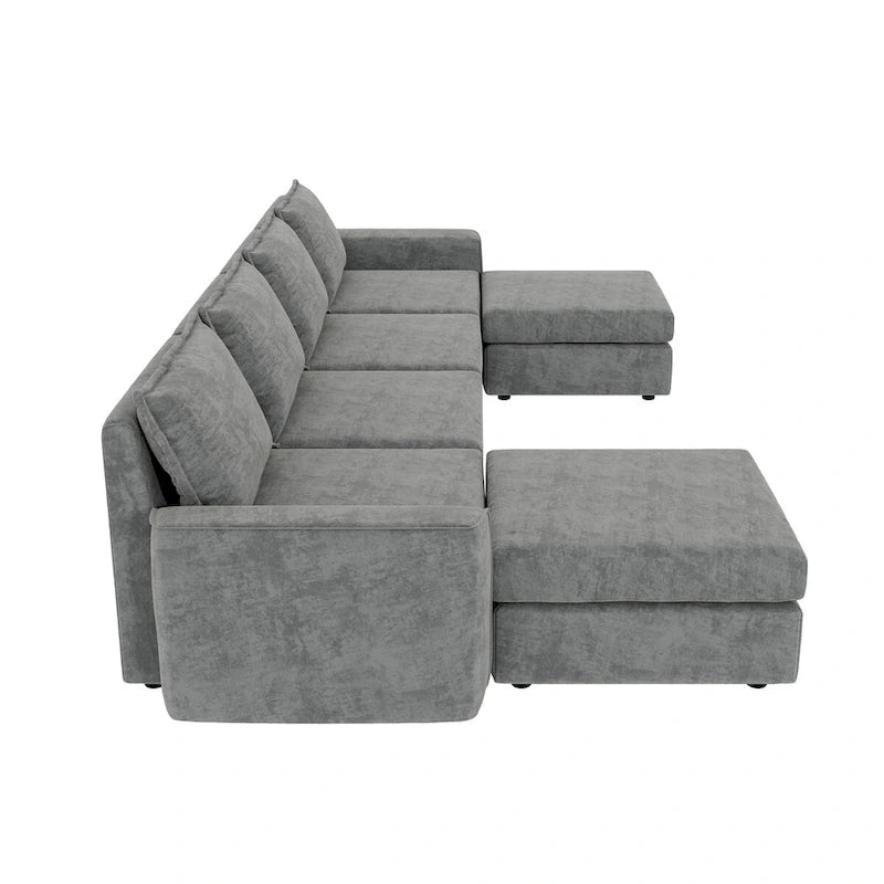 Canapé modulable en chenille Nestfair, en forme de U, réversible, combinaison libre, 6 places, convertible avec pouf