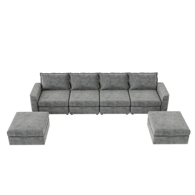 Canapé modulable en chenille Nestfair, en forme de U, réversible, combinaison libre, 6 places, convertible avec pouf
