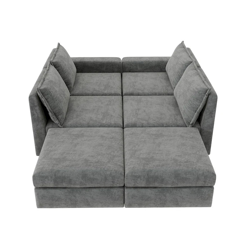 Canapé modulable en chenille Nestfair, en forme de U, réversible, combinaison libre, 6 places, convertible avec pouf