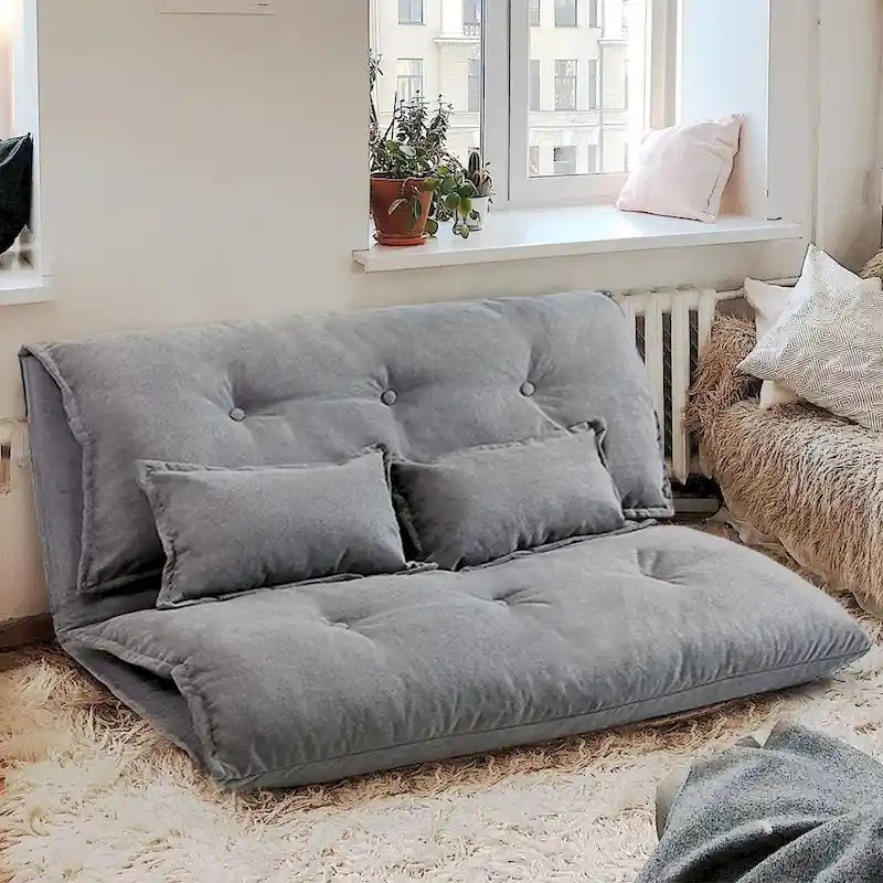 Fauteuil-lit de relaxation ergonomique moderne en tissu avec cadre métallique