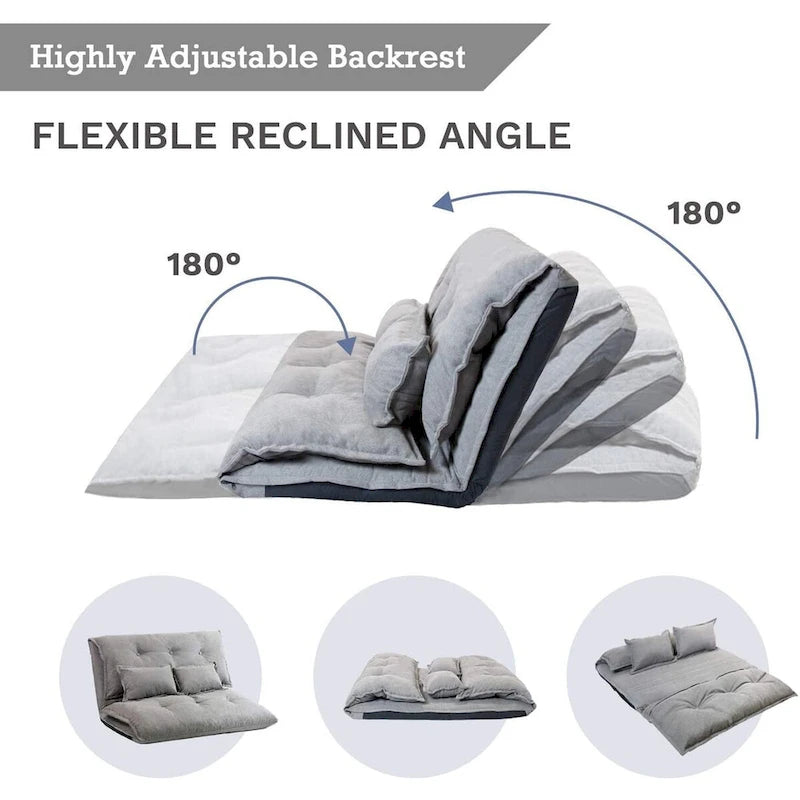 Fauteuil-lit de relaxation ergonomique moderne en tissu avec cadre métallique