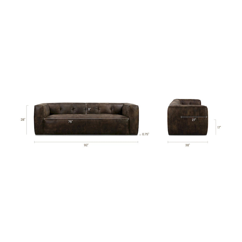 Canapé Capa 92 Poly & Bark - Cuir italien pleine fleur véritable