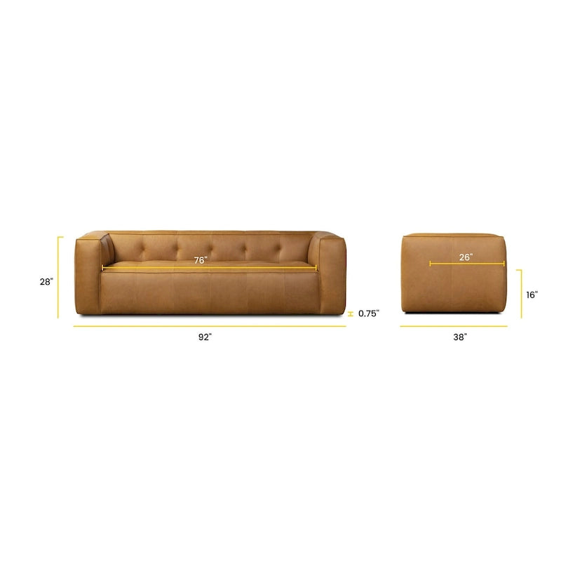 Canapé Capa 92 Poly & Bark - Cuir italien pleine fleur véritable