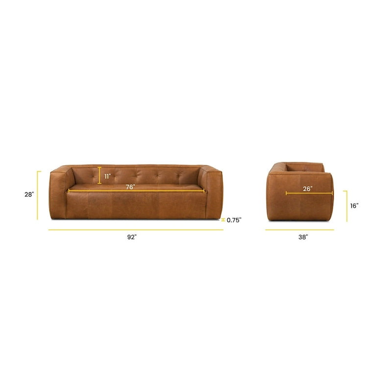 Canapé Capa 92 Poly & Bark - Cuir italien pleine fleur véritable