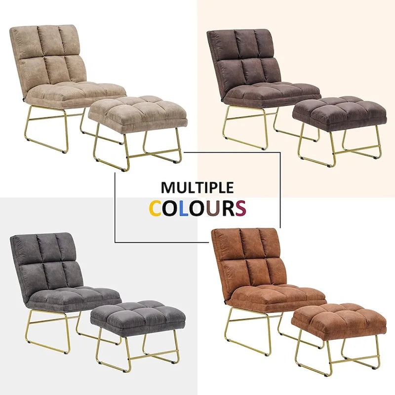 Fauteuil d'appoint Mcombo avec pouf, Canapé Lounge, 4013