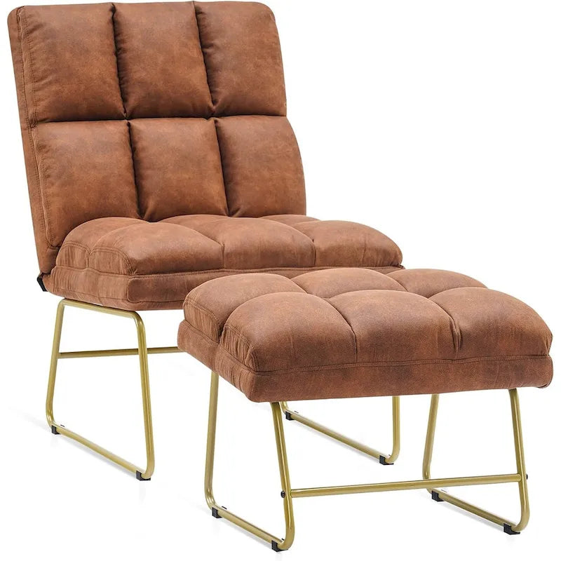 Fauteuil d'appoint Mcombo avec pouf, Canapé Lounge, 4013