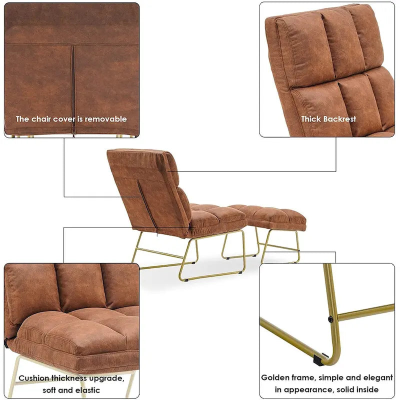 Fauteuil d'appoint Mcombo avec pouf, Canapé Lounge, 4013