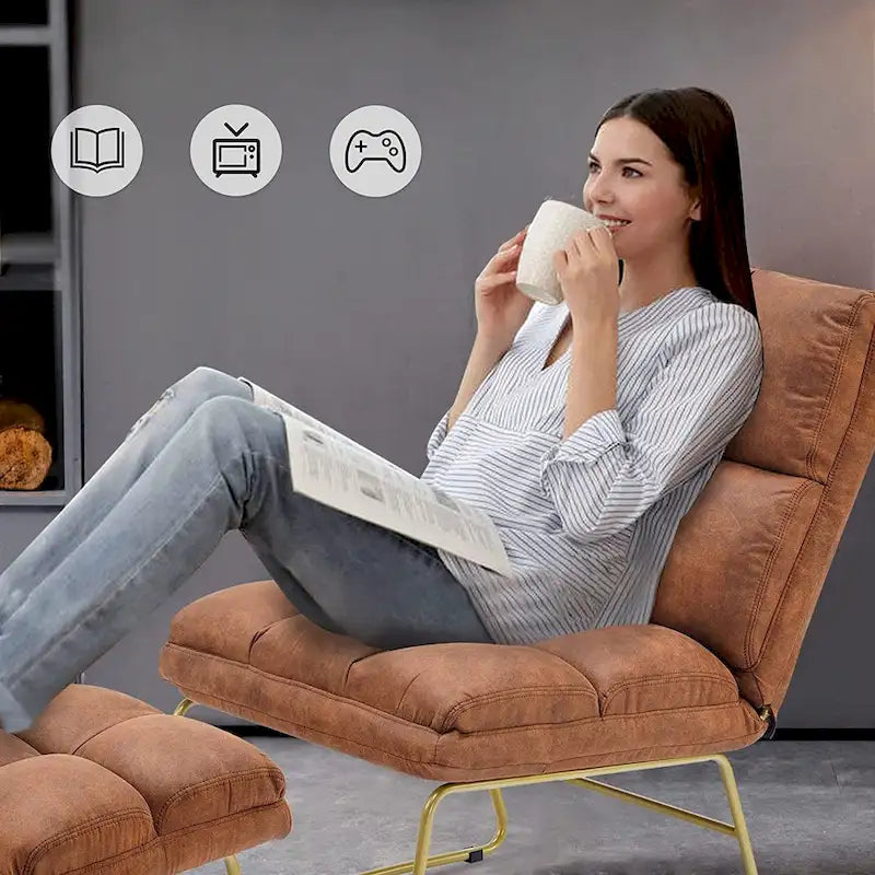 Fauteuil d'appoint Mcombo avec pouf, Canapé Lounge, 4013