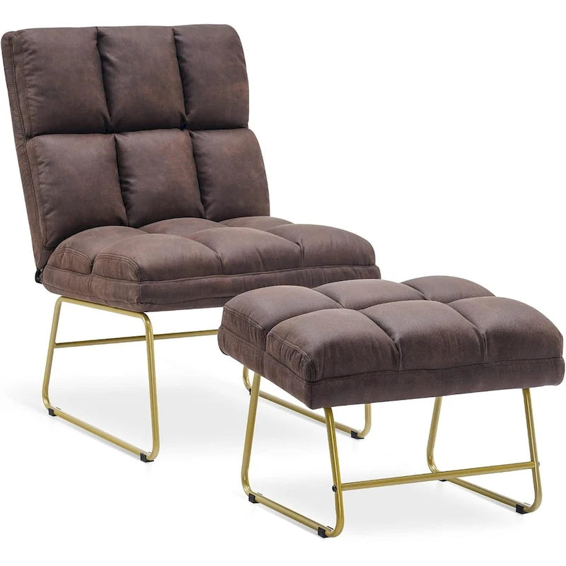 Fauteuil d'appoint Mcombo avec pouf, Canapé Lounge, 4013