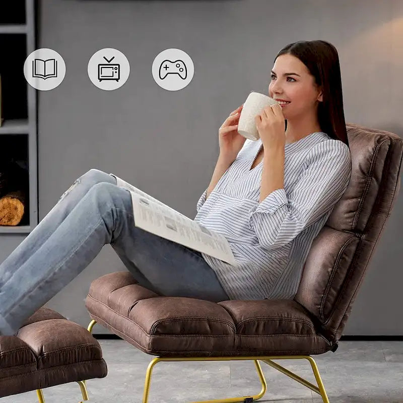 Fauteuil d'appoint Mcombo avec pouf, Canapé Lounge, 4013