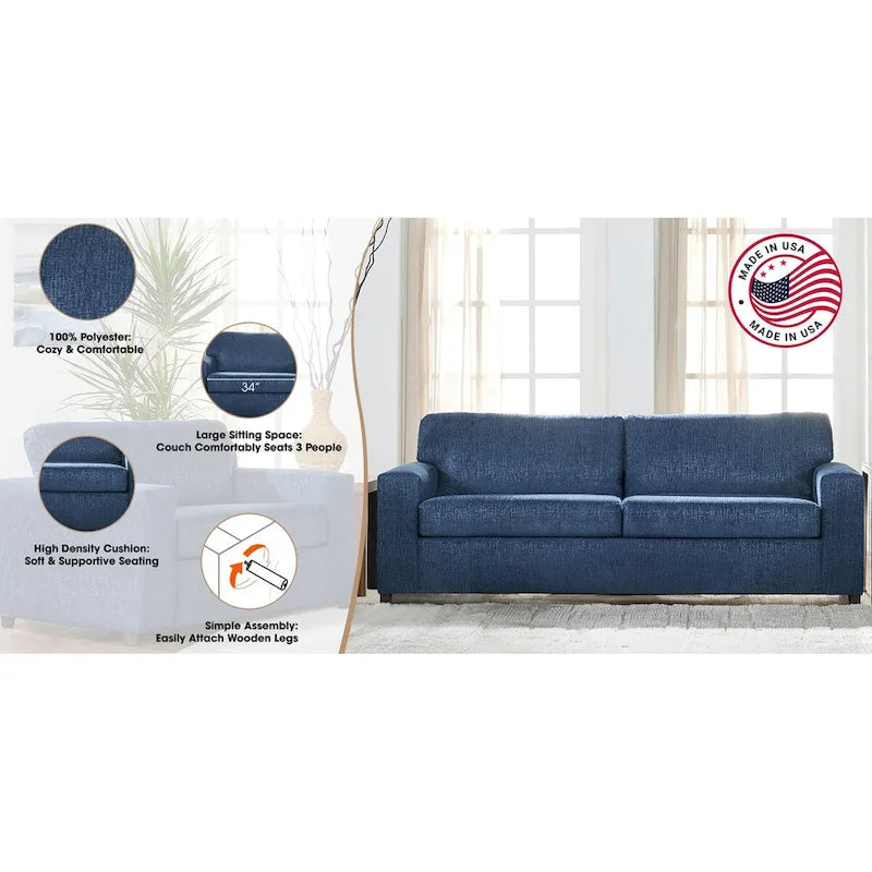 Canapé New Classic Furniture Leo à dossier coussin, Fabriqué aux États-Unis