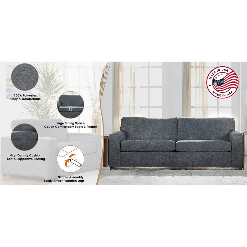 Canapé New Classic Furniture Leo à dossier coussin, Fabriqué aux États-Unis